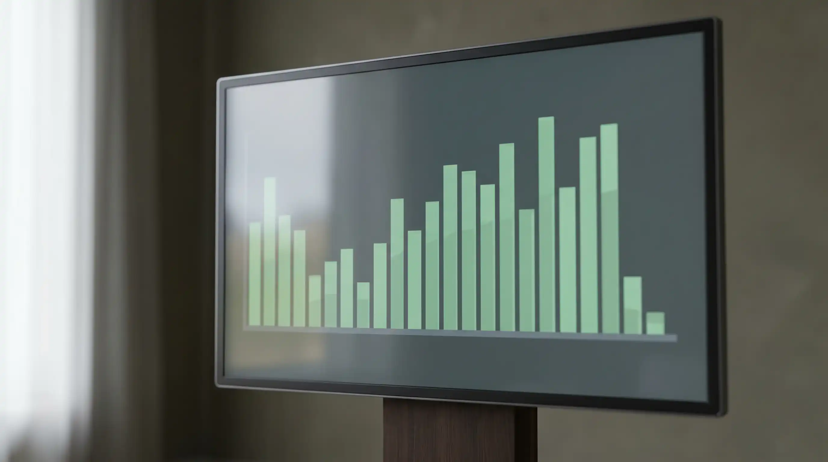 Close-up of a cricket Manhattan bar chart on a digital display showing runs scored per over across an innings