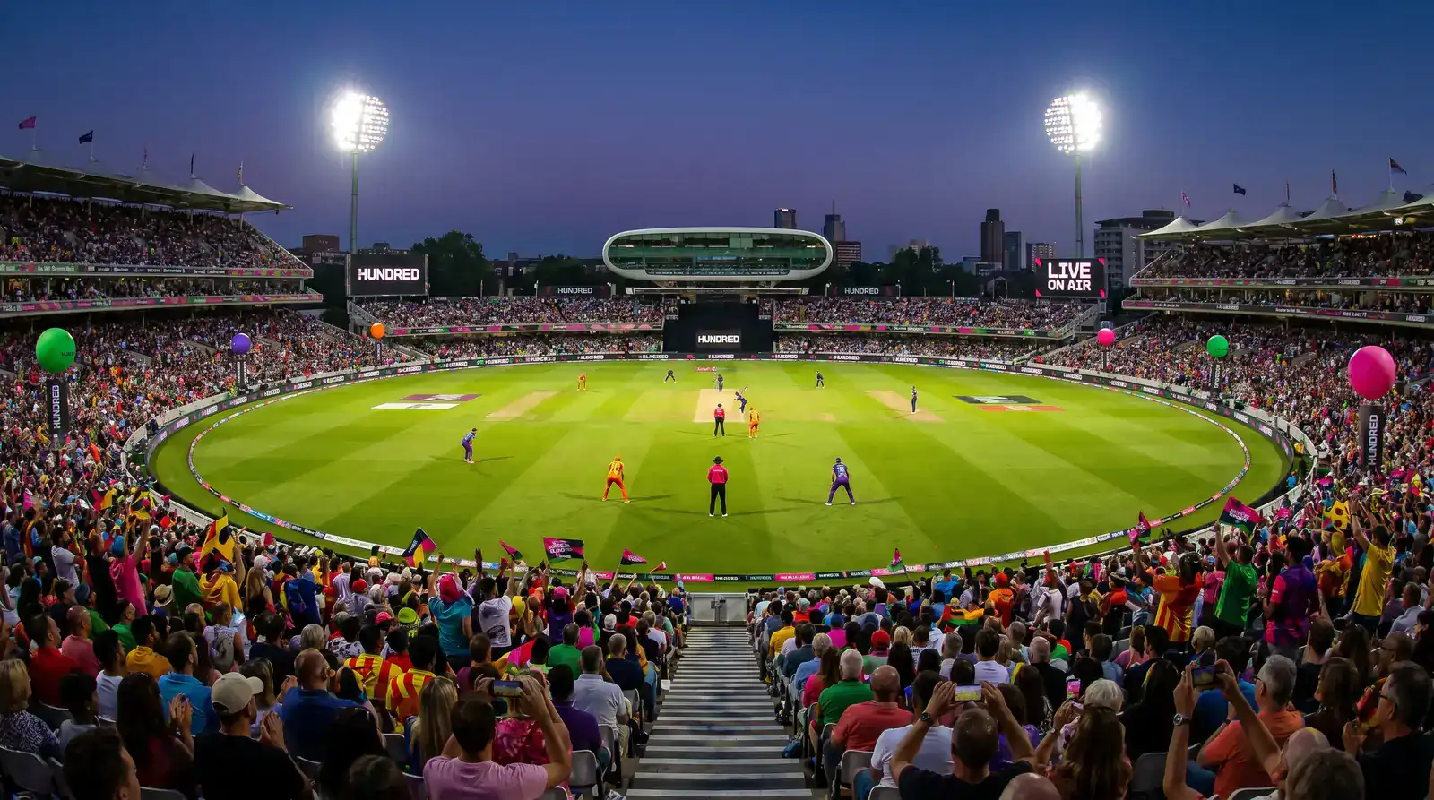 Hundred match in progress at a packed English stadium symbolising the commercial appeal driving franchise investment